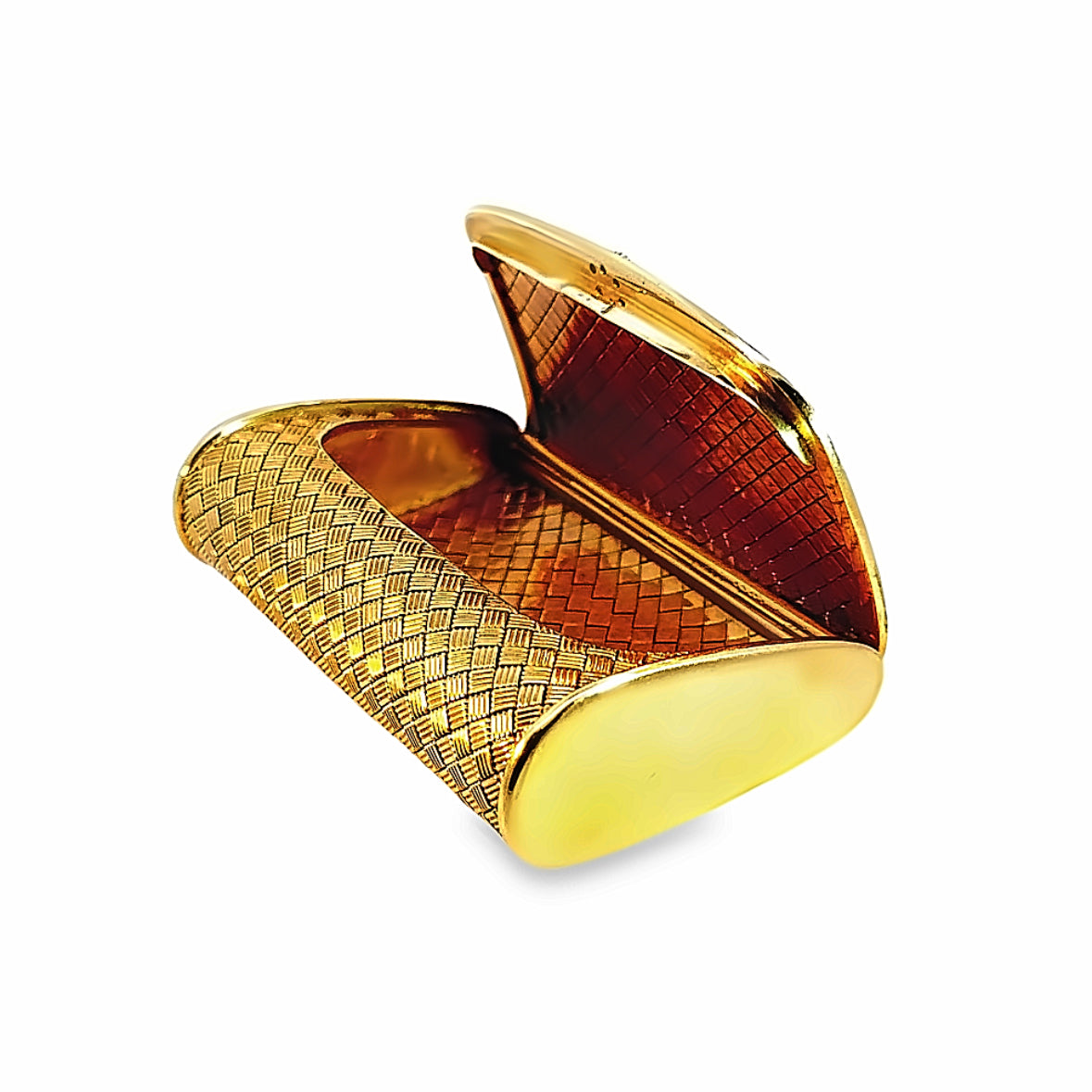 Antique 18K Yellow Gold Woven Case with Diamond Accent