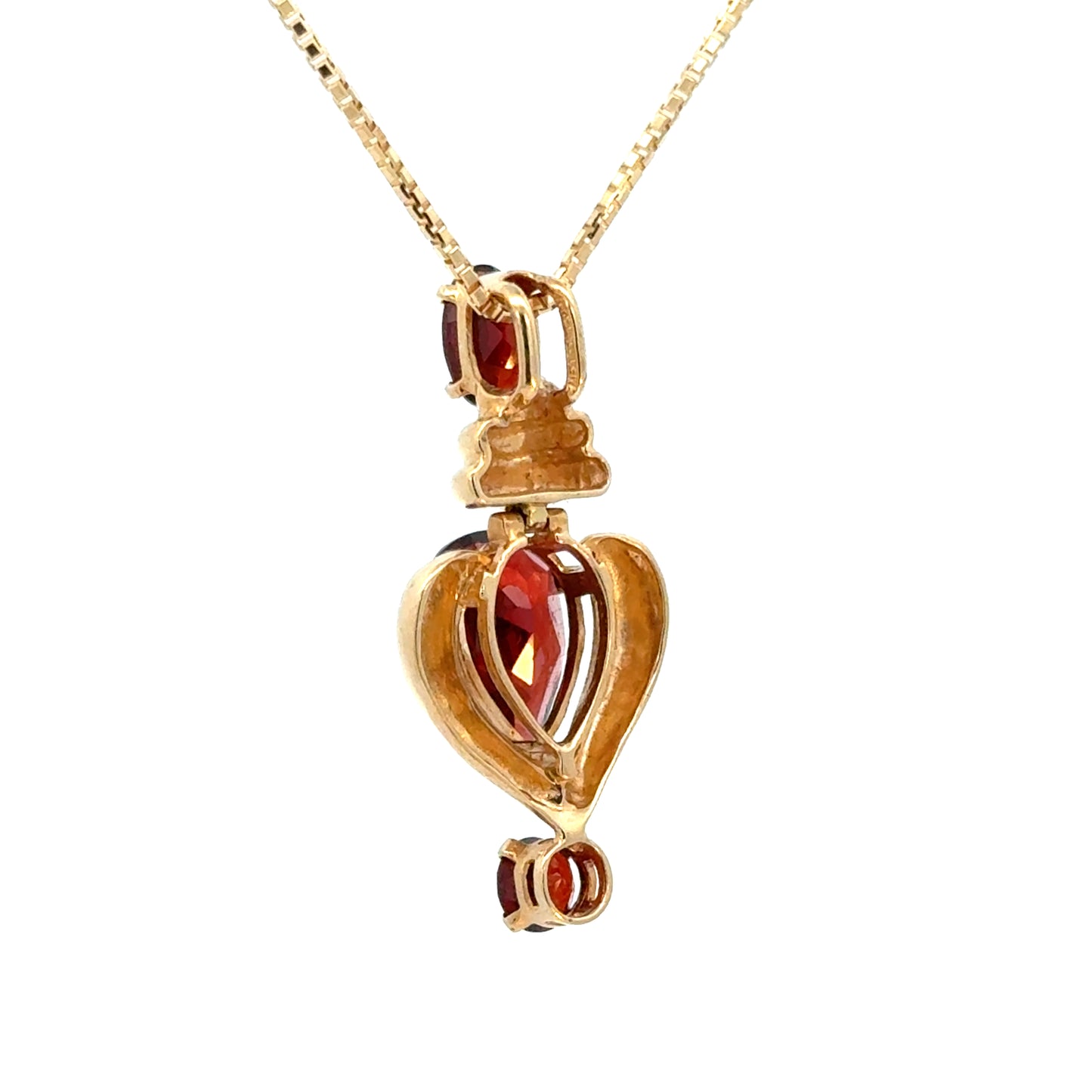 14K Yellow Gold Garnet Heart Pendant