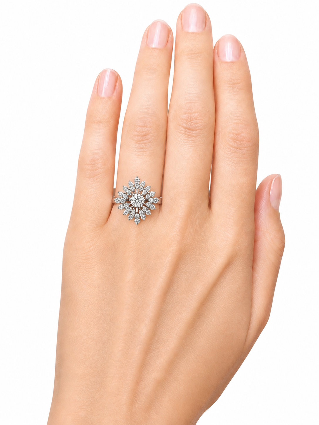 Antique Platinum Diamond Flower Ring – Vintage 1940s Floral Cluster