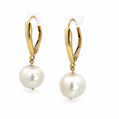 14K Yellow Gold Freshwater Pearl Drop Earrings