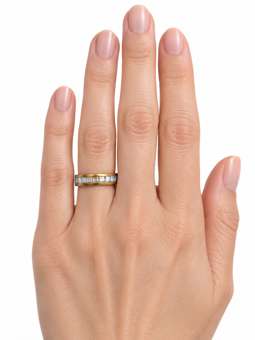 Vintage 14K Yellow Gold Square Diamond Channel Band
