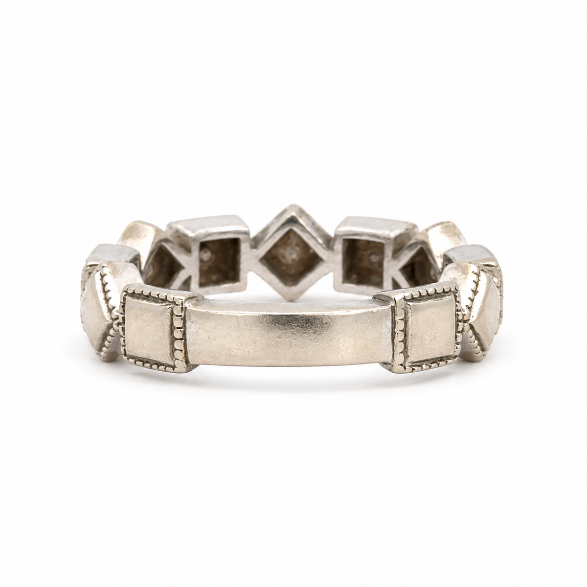 Herb 14K White Gold Diamond Geometric Band Ring