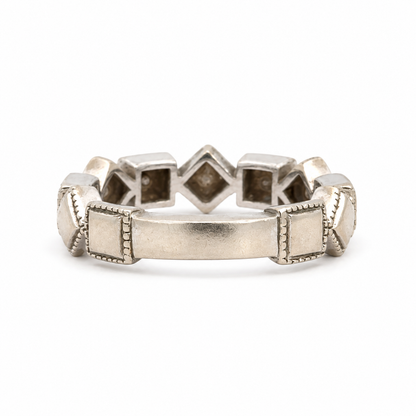 Herb 14K White Gold Diamond Geometric Band Ring