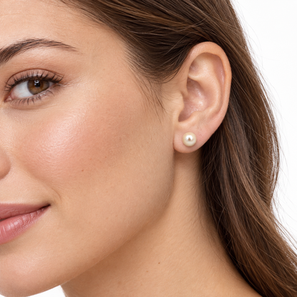 14K Yellow Gold 7mm Near-Round Cultured Pearl Stud Earrings