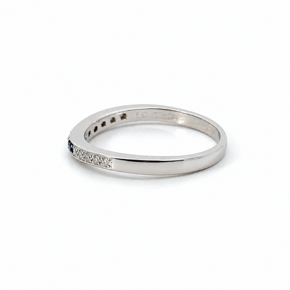 Platinum Sapphire & Diamond Stackable Ring Size 7