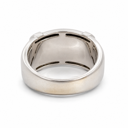 Bold Vintage White Gold Diamond Men’s Statement Ring