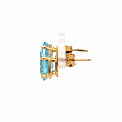 14K Yellow Gold Aquamarine Stud Earrings