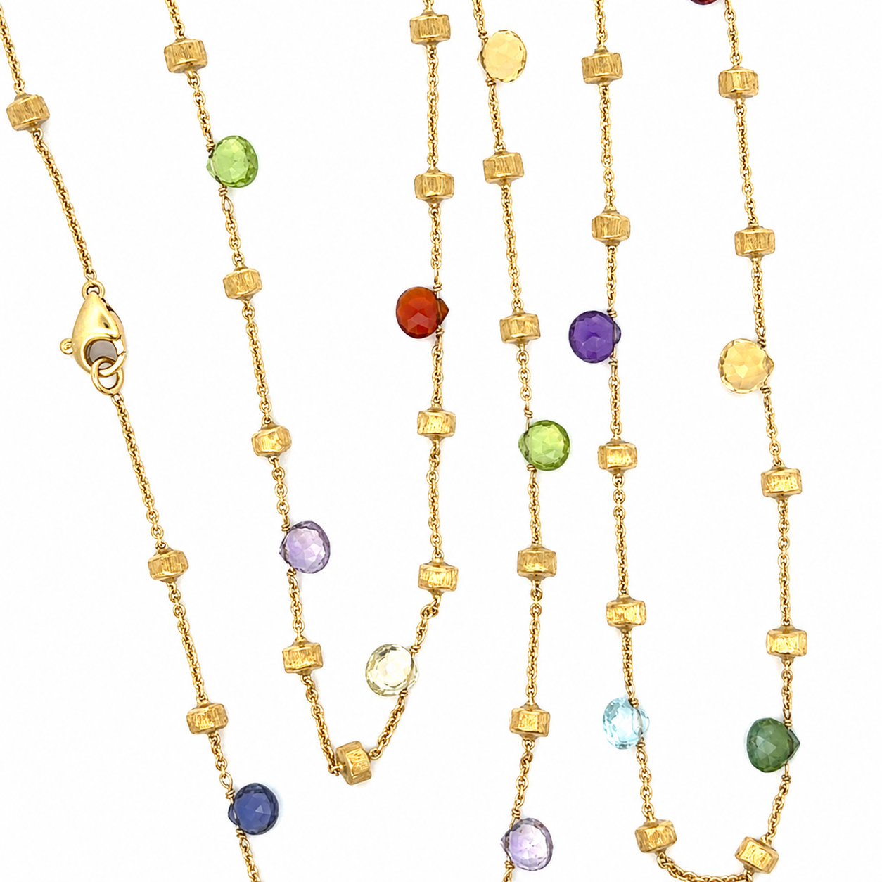 Marco Bicego Multi-Gemstone Station Necklace in 18K Yellow Gold