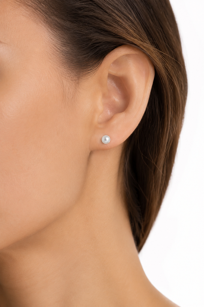 Petite 4mm Pearl Stud Earrings in Yellow Gold