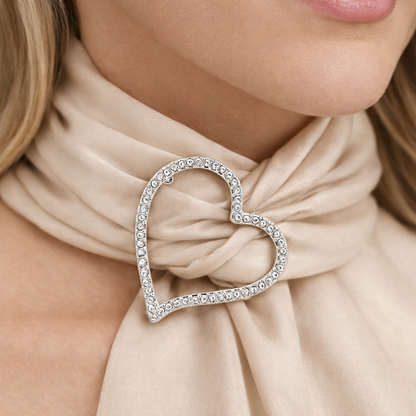 Swarovski Vintage Open Heart Crystal Pavé Brooch