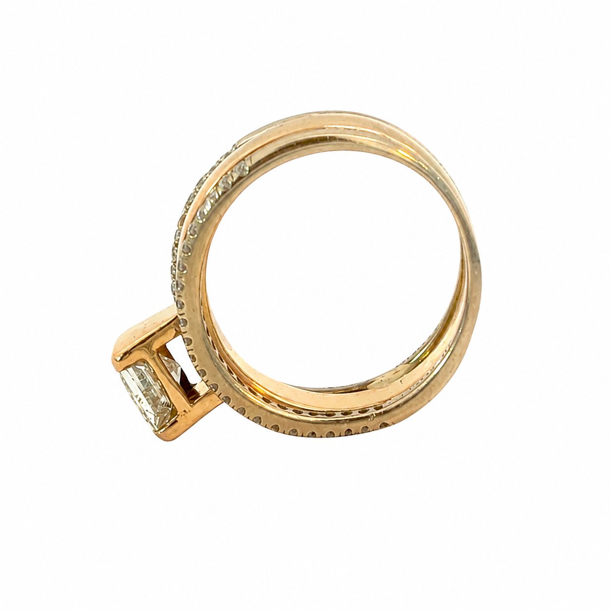 Gabriel & Co. Diamond Two-Tone Gold Ring with Diamond Border