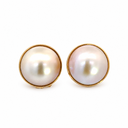 18K Yellow Gold Natural Pearl Clip-On Earrings with Comfort Pads