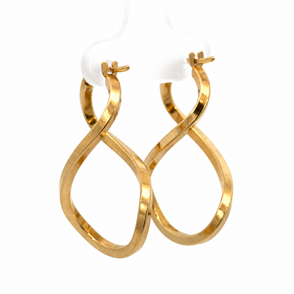 14K Yellow Gold Sculptural Wavy Hoop Earrings — Made in Italy