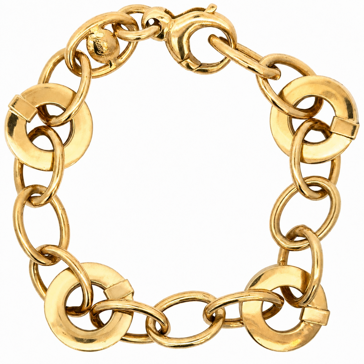 Vintage Golden Point 18K Yellow Gold Statement Link Bracelet
