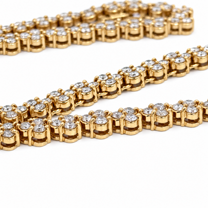14K Yellow Gold Diamond Three-Stone Cluster Necklace