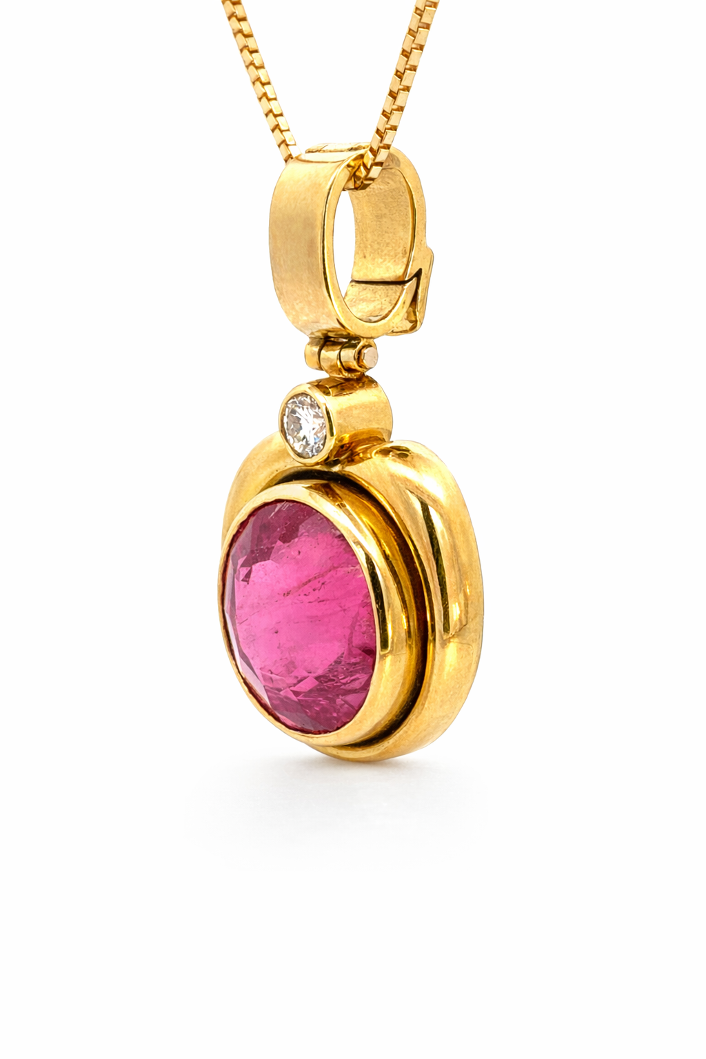 Ruby Heart Pendant with Diamond Accent 18K Yellow