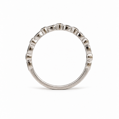 14K White Gold Black & White Diamond Milgrain Band
