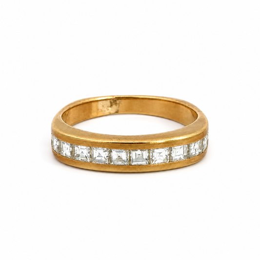 Vintage 14K Yellow Gold Square Diamond Channel Band