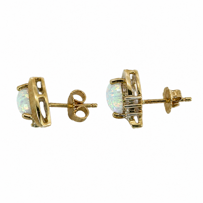 Pear Shape Opal Diamond Earrings in 14K Gold