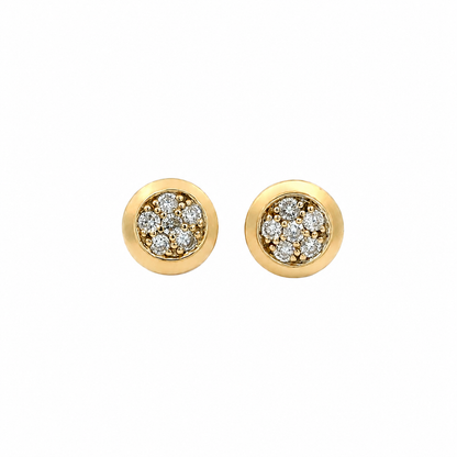 14K Yellow Gold Diamond Cluster Stud Earrings