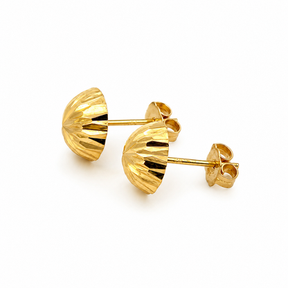14K Yellow Gold Diamond-Cut Sunburst Stud Earrings