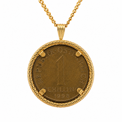 14K Yellow Gold Austrian 1 Schilling Coin Pendant 1998