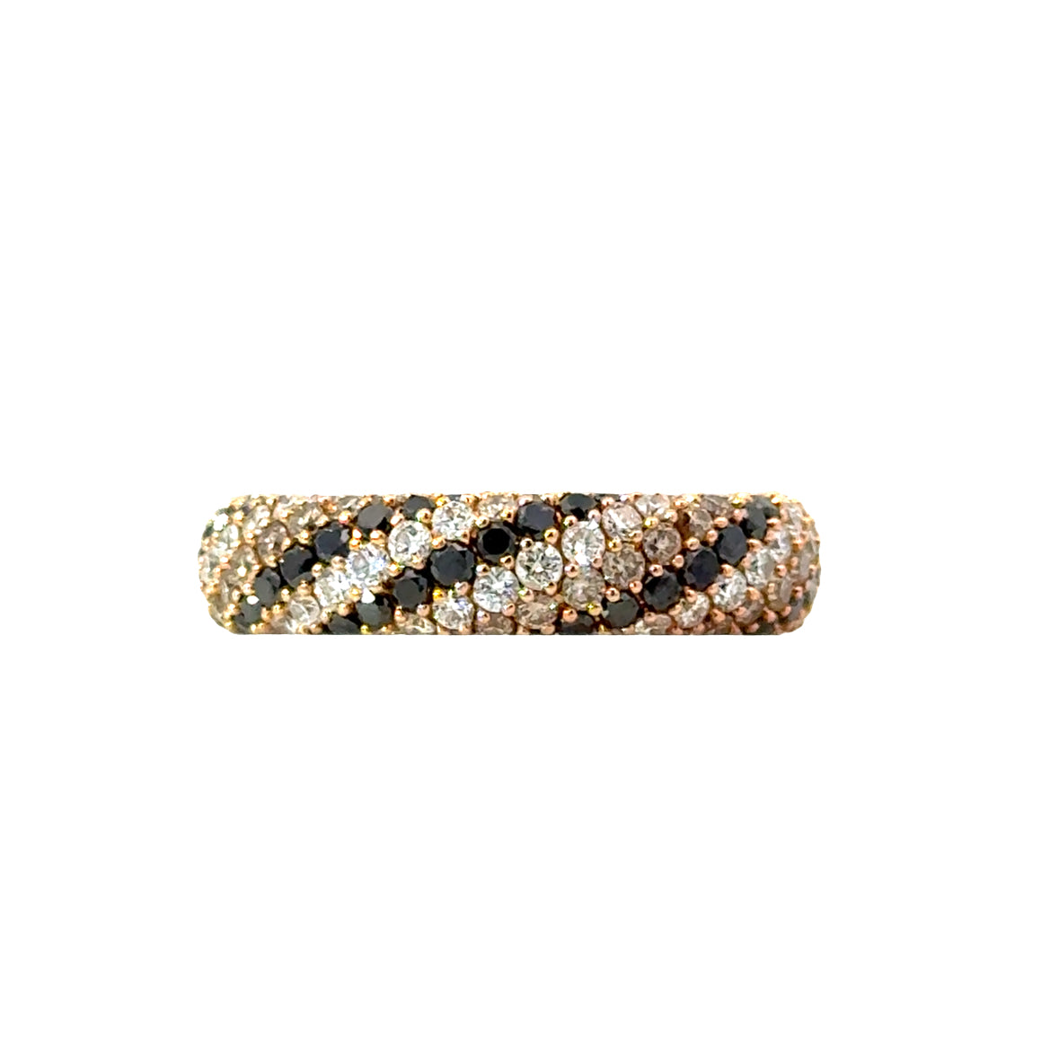 18K Rose Gold Dual Diamond Pave Band with Spring Fit
