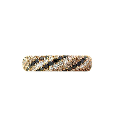 18K Rose Gold Dual Diamond Pave Band with Spring Fit