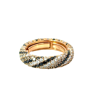 18K Rose Gold Dual Diamond Pave Band with Spring Fit