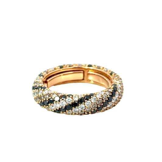 18K Rose Gold Dual Diamond Pave Band with Spring Fit