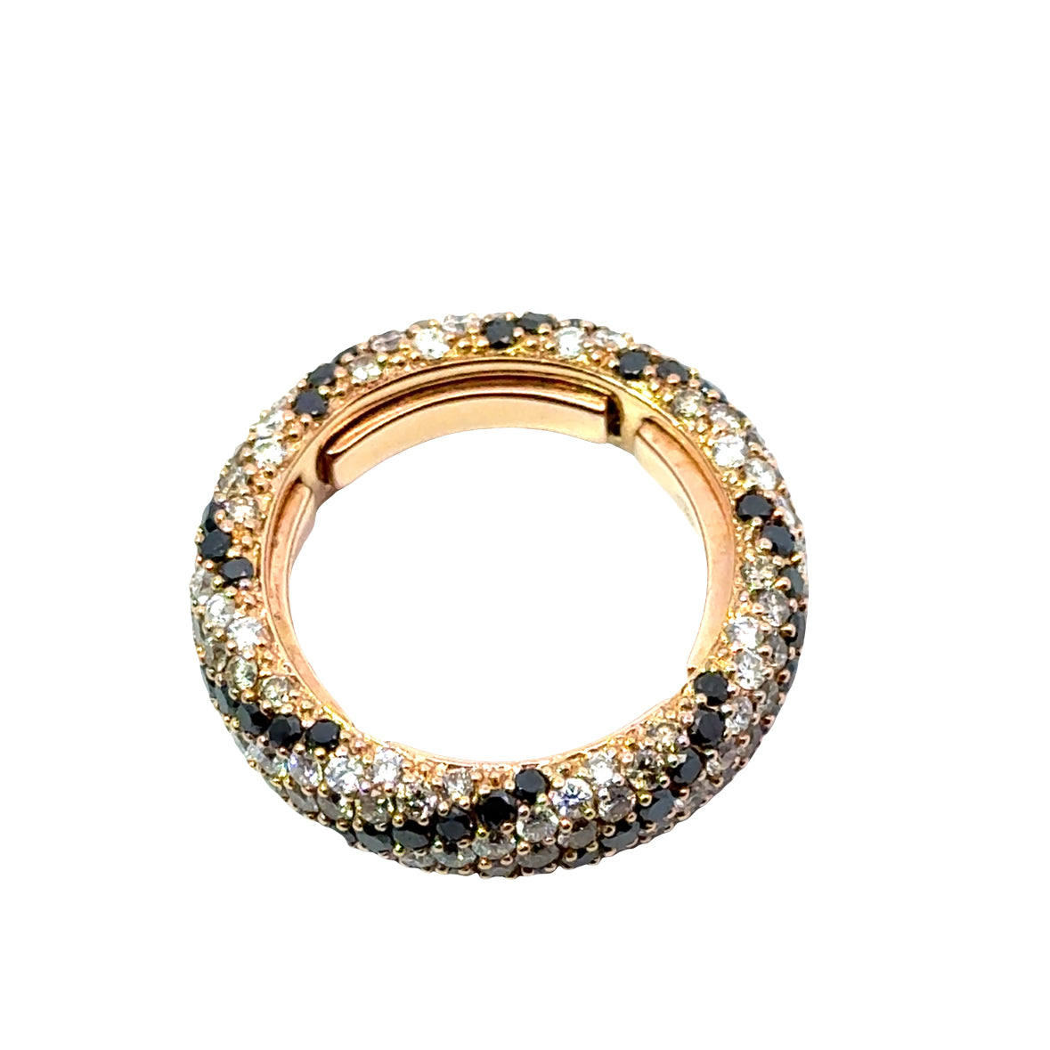 18K Rose Gold Dual Diamond Pave Band with Spring Fit