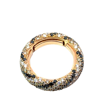 18K Rose Gold Dual Diamond Pave Band with Spring Fit
