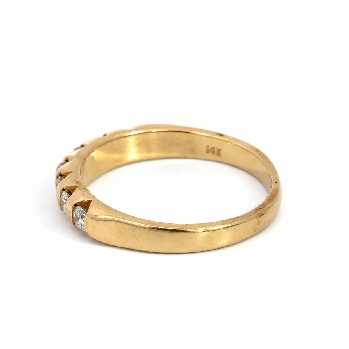 14K Yellow Gold Seven-Diamond Band Ring