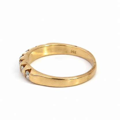 14K Yellow Gold Seven-Diamond Band Ring