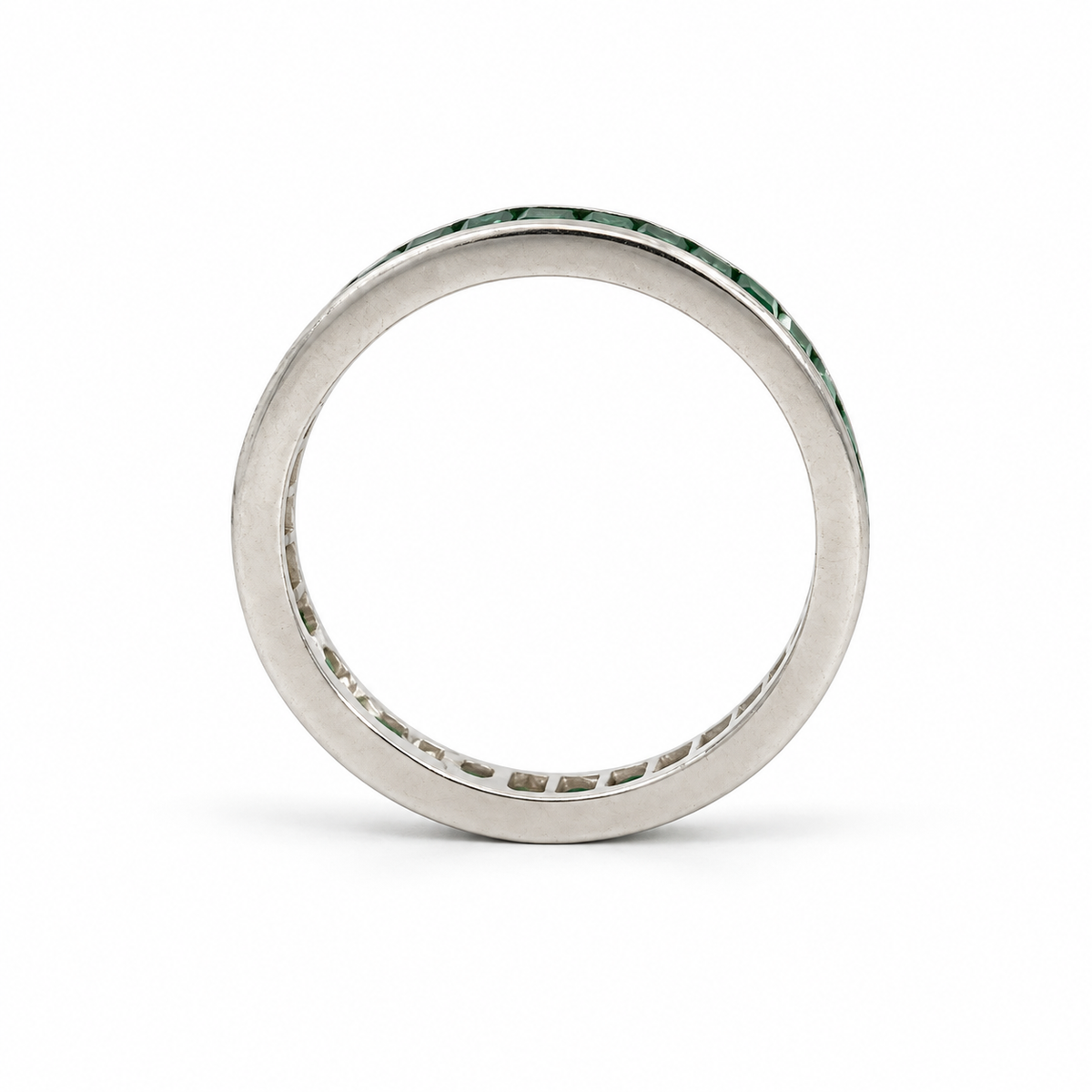 14K White Gold Emerald Eternity Band
