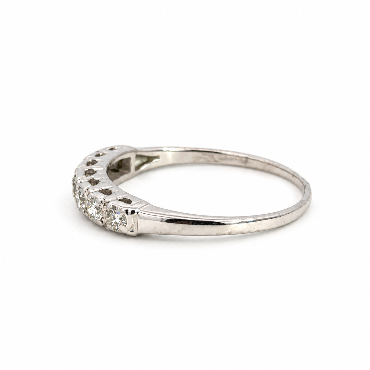 14K White Gold Seven Diamond Stacking Ring