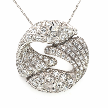 18K White Gold Diamond Koi Fish Pendant