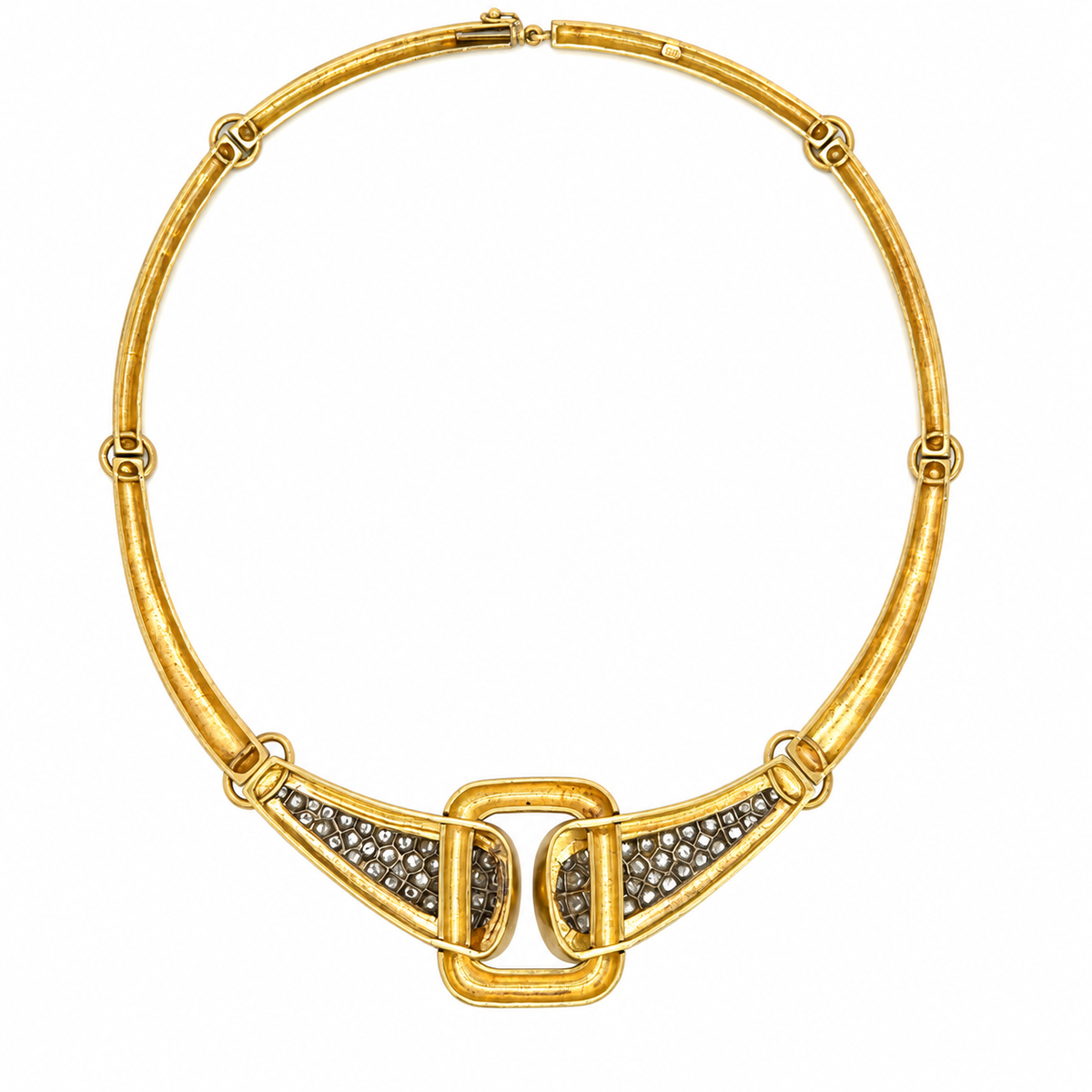 18K Yellow Gold 4.80 CT Diamond Sculptural Choker Necklace