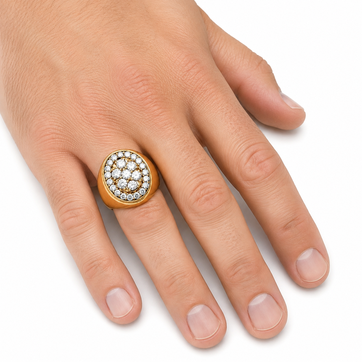 Vintage 14K Yellow Gold Large Diamond Men’s Ring