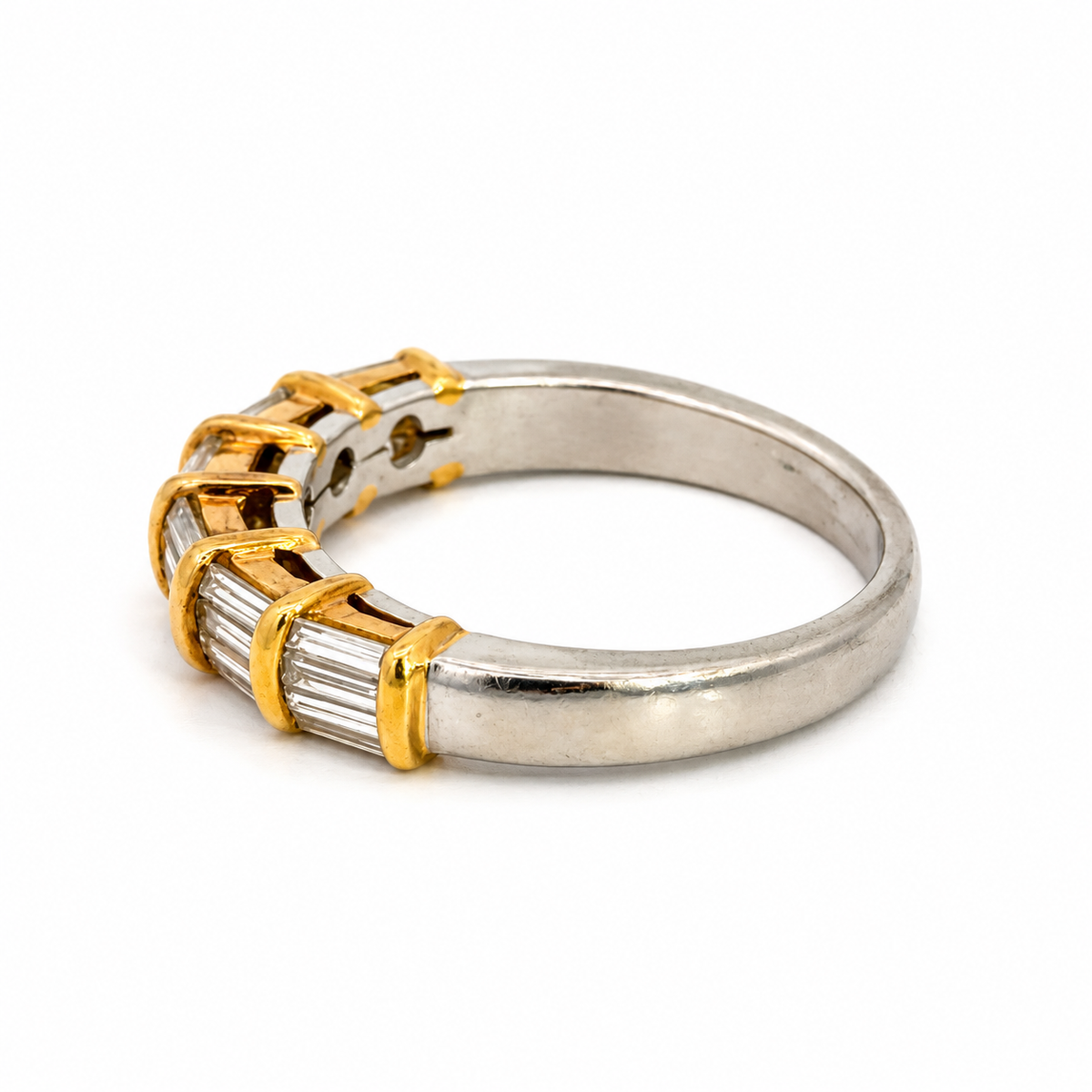 Platinum & 18K Yellow Gold Baguette Diamond Band