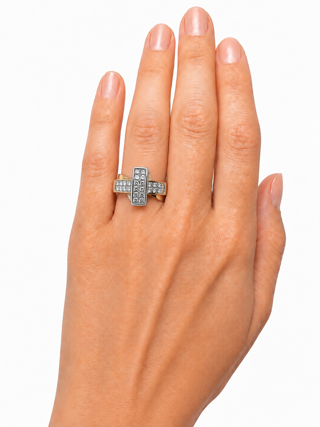 14K Two-Tone Princess Cut Diamond Statement Ring