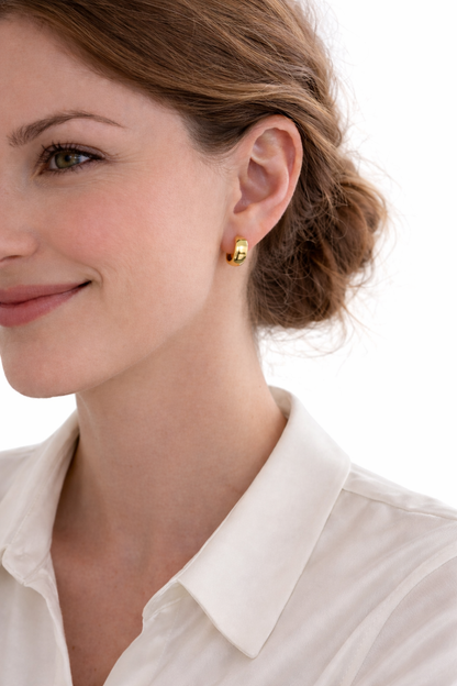 14K Yellow Gold Polished Huggie Hoop Earrings