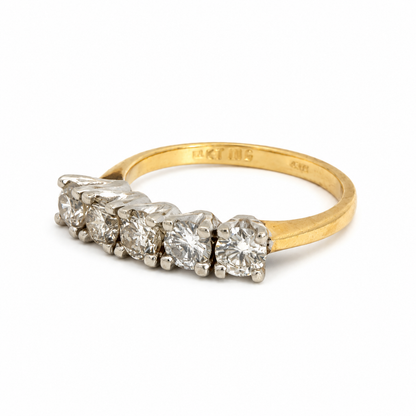 14K Two-Tone Gold Five-Diamond Band