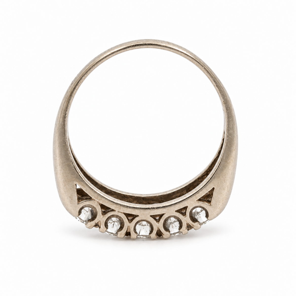 Vintage Estate 14K White Gold Five-Diamond Ring