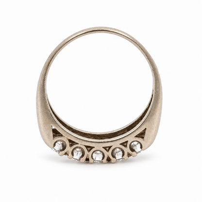 Vintage Estate 14K White Gold Five-Diamond Ring