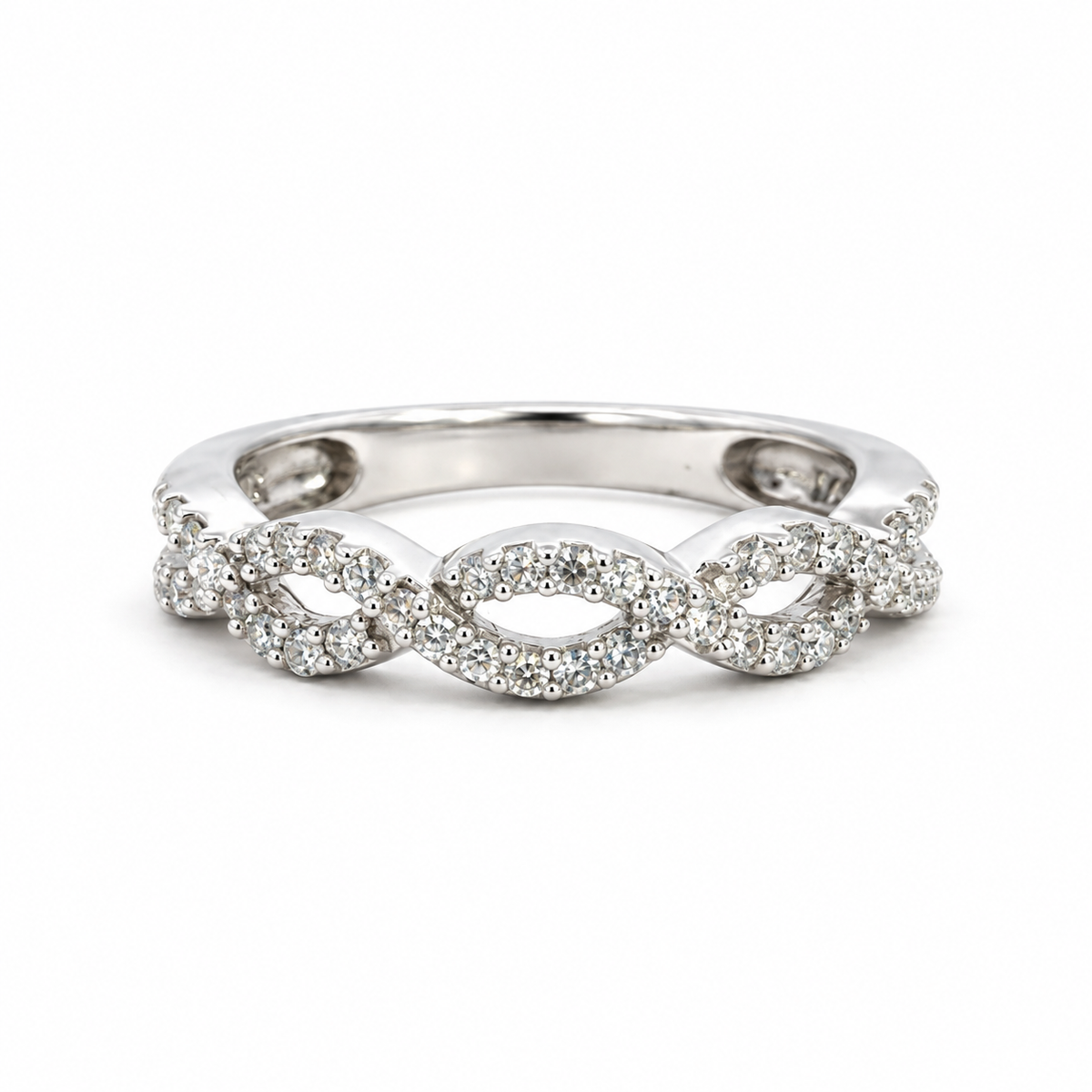 14K White Gold Diamond Open-Loop Band