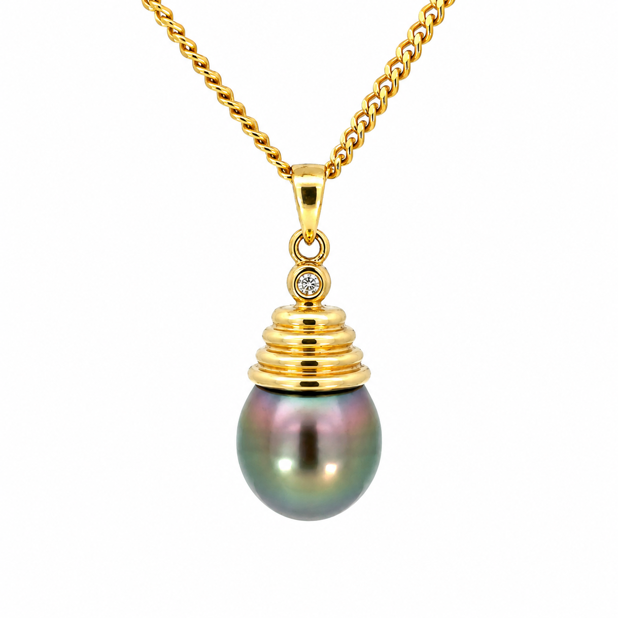 Elegant 14K Gold Blue Pearl Drop Pendant