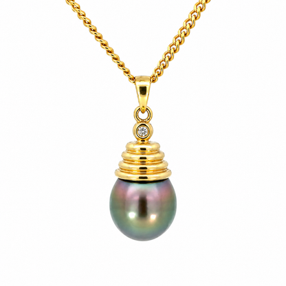 Elegant 14K Gold Blue Pearl Drop Pendant