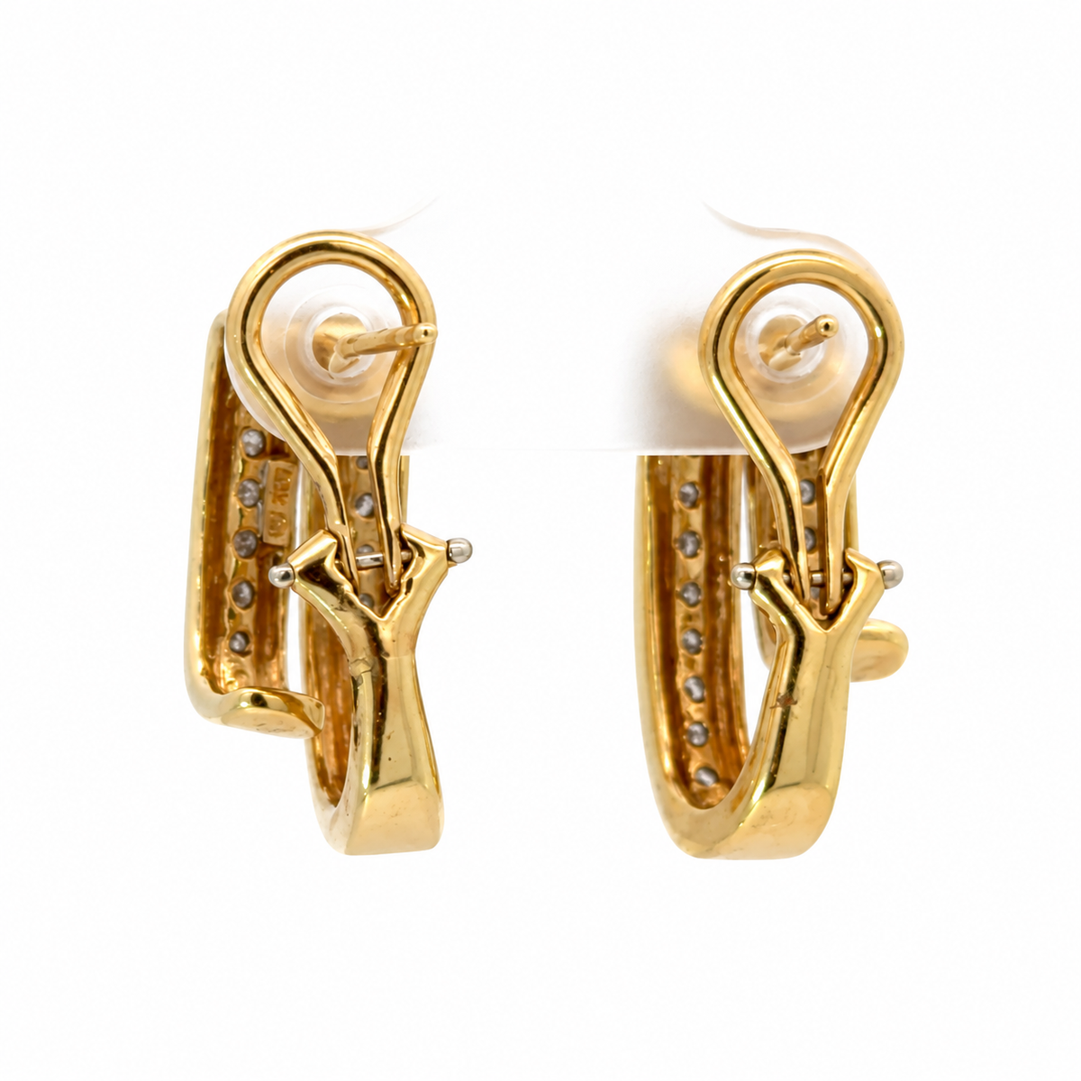 14K Yellow Gold Diamond Double Ribbon Earrings