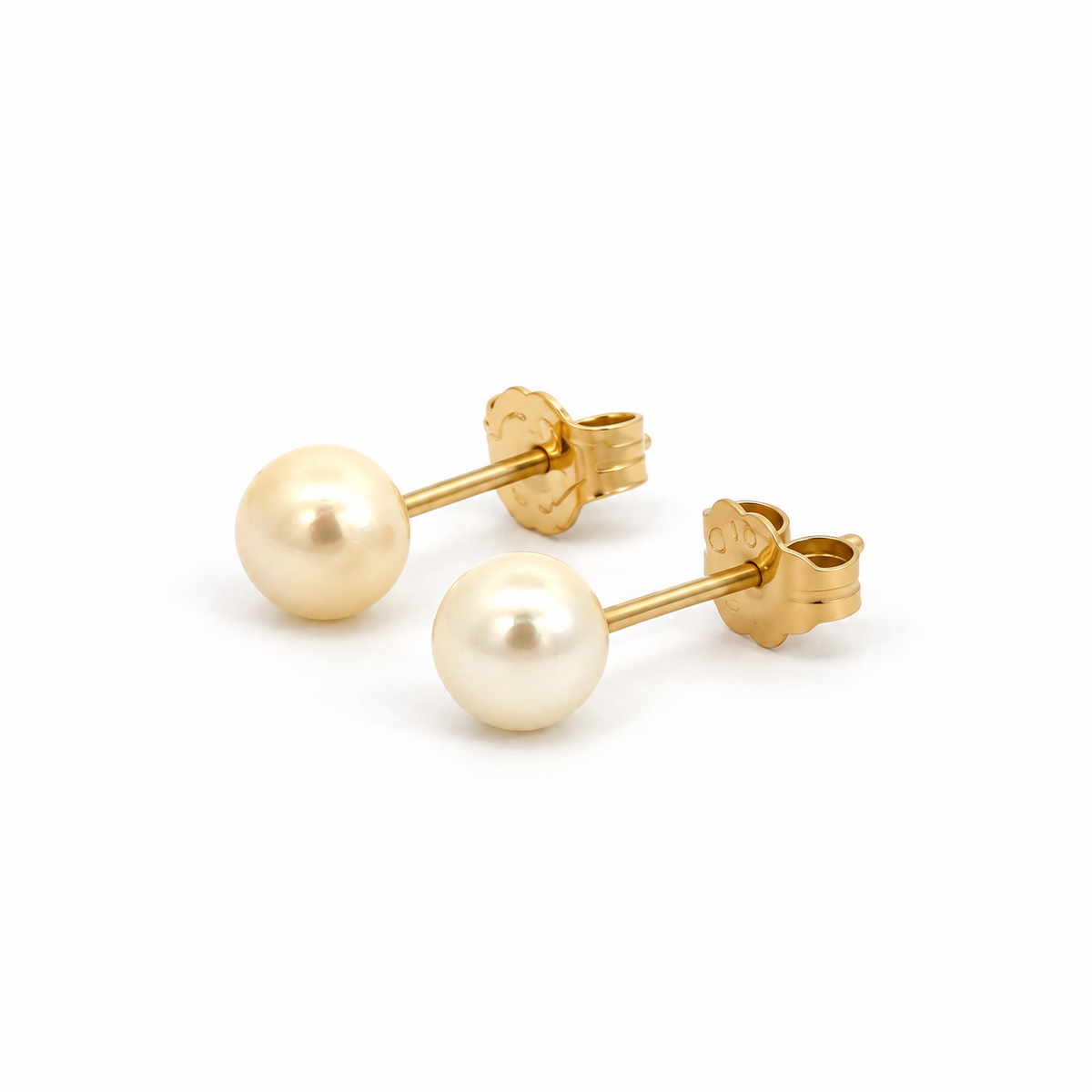 Yellow Gold 5mm Pearl Stud Earrings